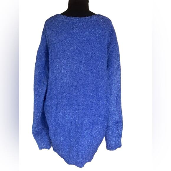 Sandrine Rose X Free People Fuzzy Metallic Distressed Oversized Sweater Large - Picture 5 of 10